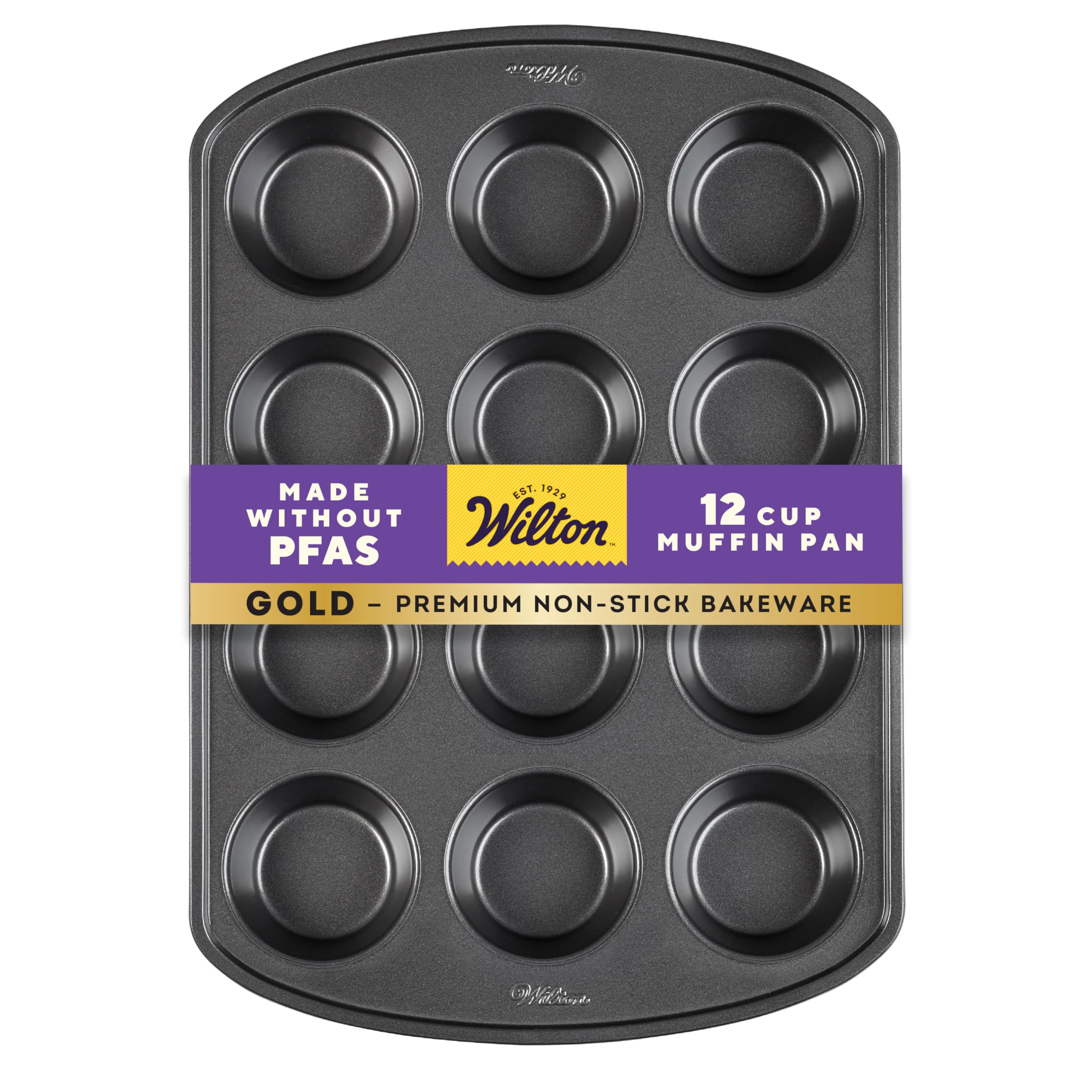 Wilton Perfect Results Premium Non-Stick Bakeware Muffin and Cupcake Pan, 12-Cup, STANDARD, Silver