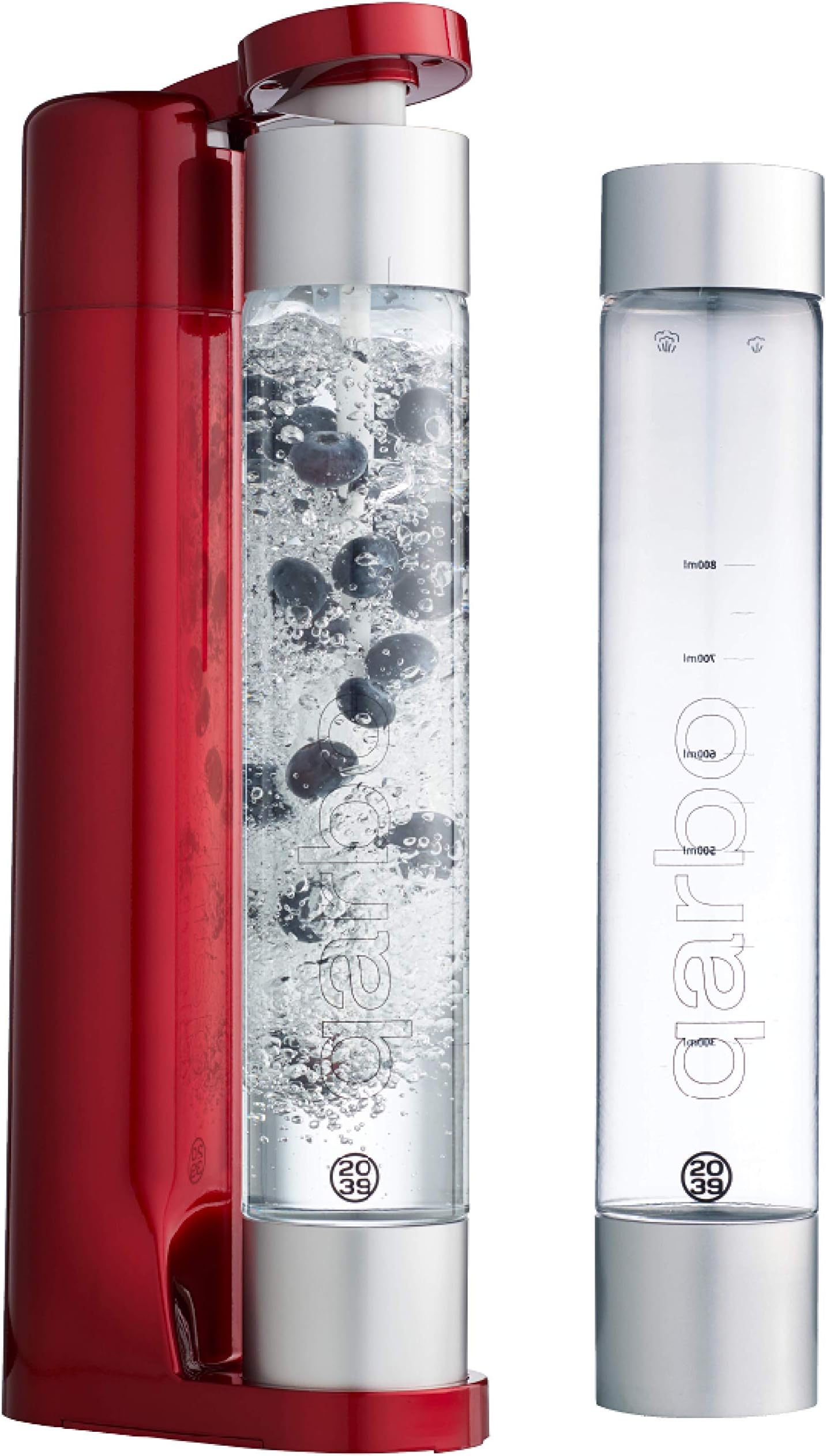 Twenty39 qarbo CLASSIC Sparkling Water Maker Machine - Soda Beverage Carbonator for Home, Seltzer & Carbonated Beverage Dispenser, Water Carbonation Fizz Maker (Metallic Red)