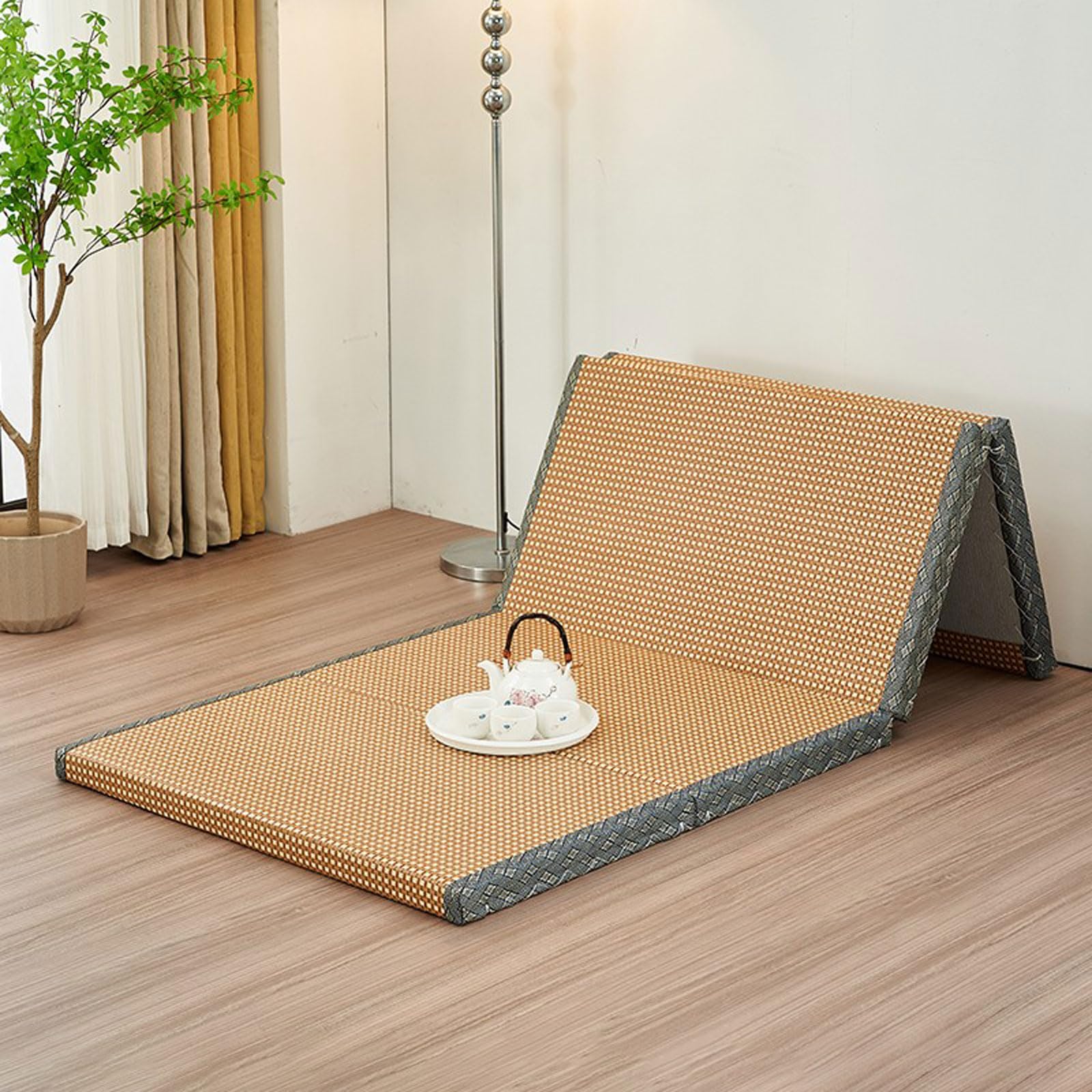 Faltbare Tatami-Matte – atmungsaktiver Bodenteppich mit rutschfester Unterseite, glatter Komfort für Schlafzimmer, Spielzimmer, Meditation und Reißraum