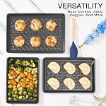 Hongbake Ensemble de poêles de tôle antiadhésive 3, Feuilles de cookies pour four, demi-verre/verrouillage non toxique avec Texture pivotante florale, service lourd 0.8mm Plateau épais pour cuisiner, Gris foncé