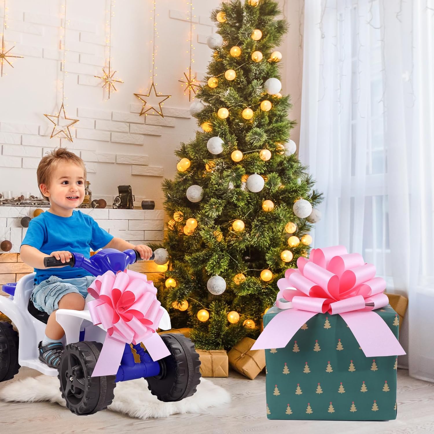 12" Large Pink Gift Bow,2pcs Big Bows for Gift Wrapping, Christmas Party Birthday Gift Wedding Ribbon Bows for Bikes, Boxes or Flower Decorations, Valentine's Day Gift Decorations (Pink) - Image 4