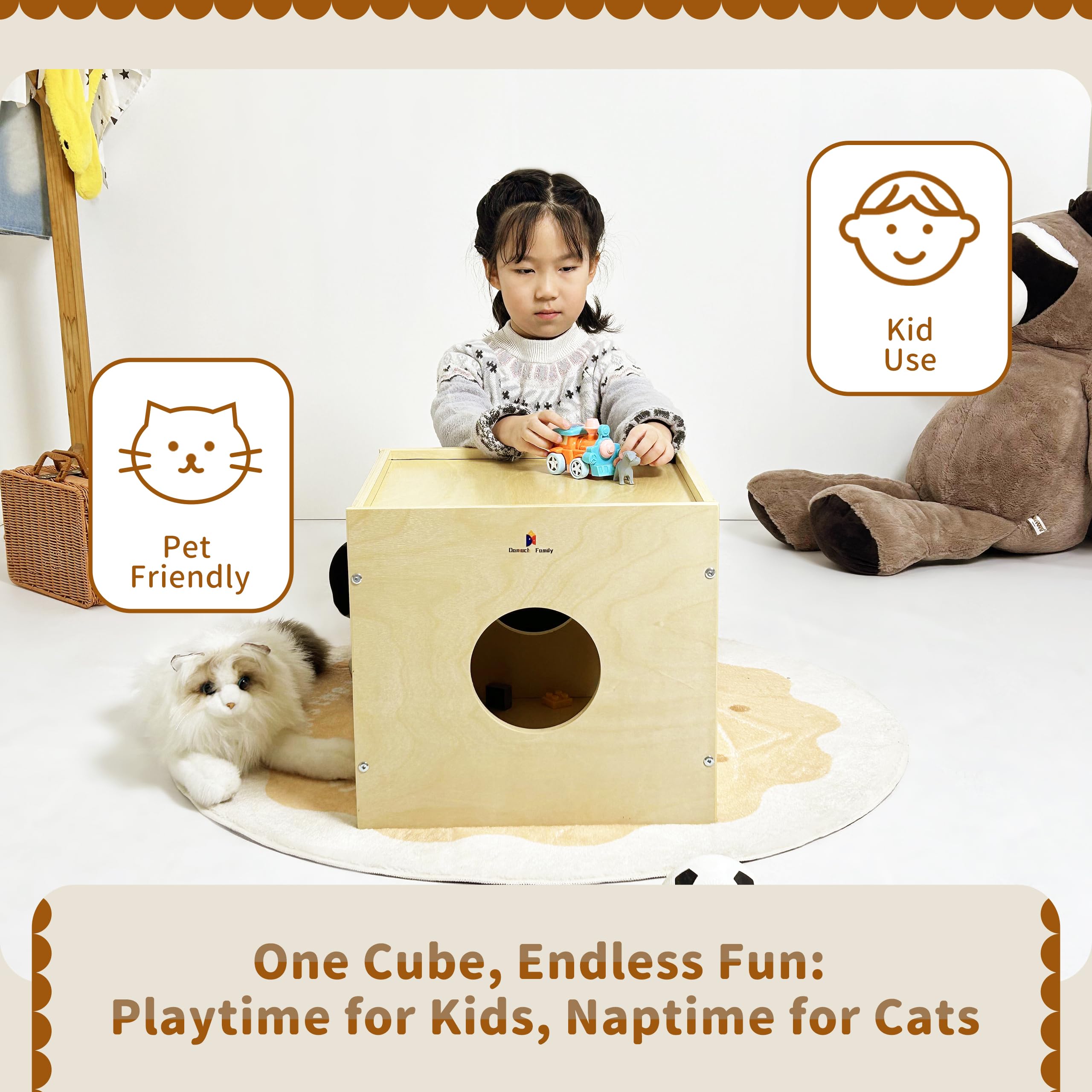 Wisdom Play Cube - Mesa Montessori 5 en 1 para juegos y actividades para niños, organizador de almacenamiento de caja de juguetes, bloques de construcción y placa base, escondite de 3