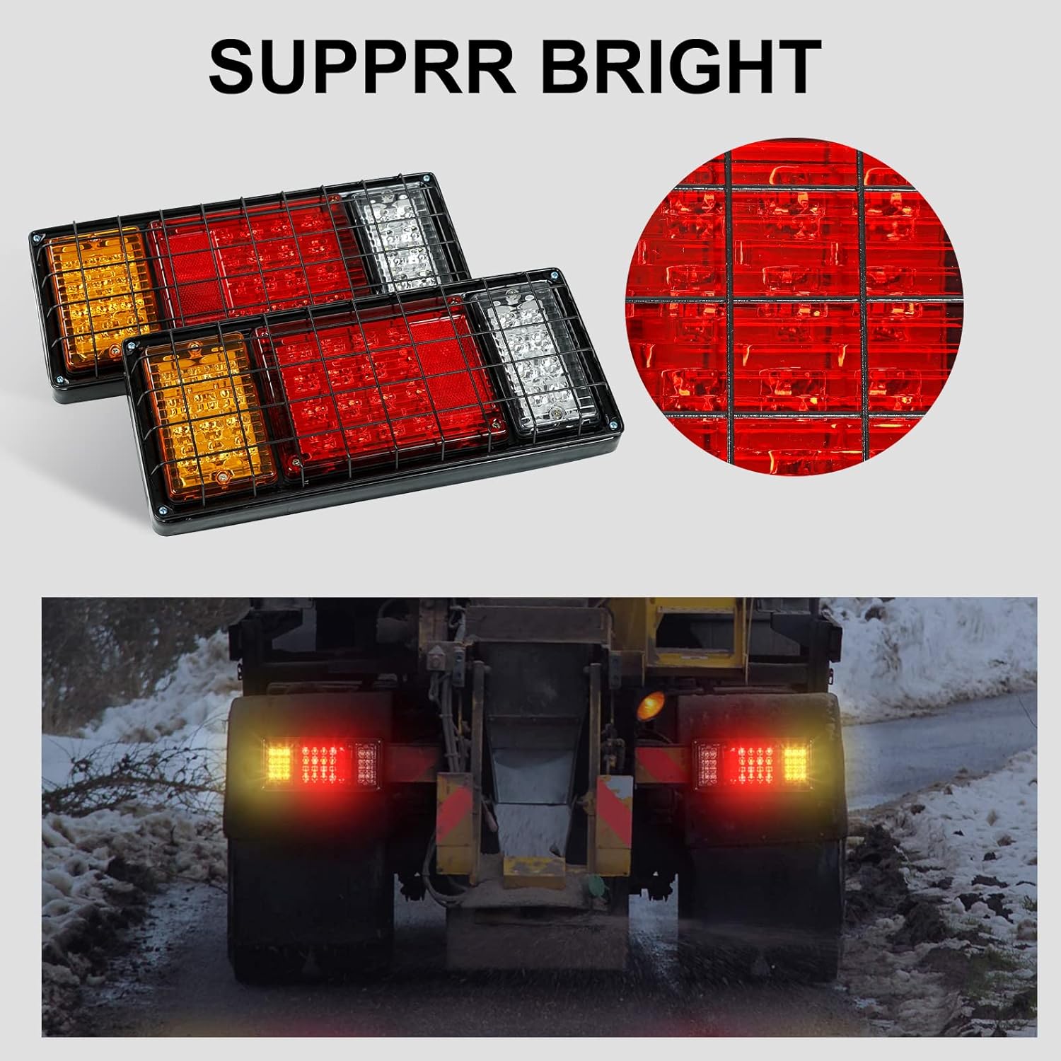 BLACKHORSE-RACING 2Pcs LED Trailer Tail Lights Kit 40 LED Waterproof Turn Signal Brake Reverse Running Lights LED Tail Light for Truck Boat Trailer UTV UTE RV Camper Pickup (2 Pack)
