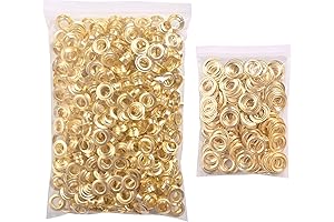 KING PIECES 1000pcs Gold Brass Grommets 3/8 Inch (10mm) for DIY Projects