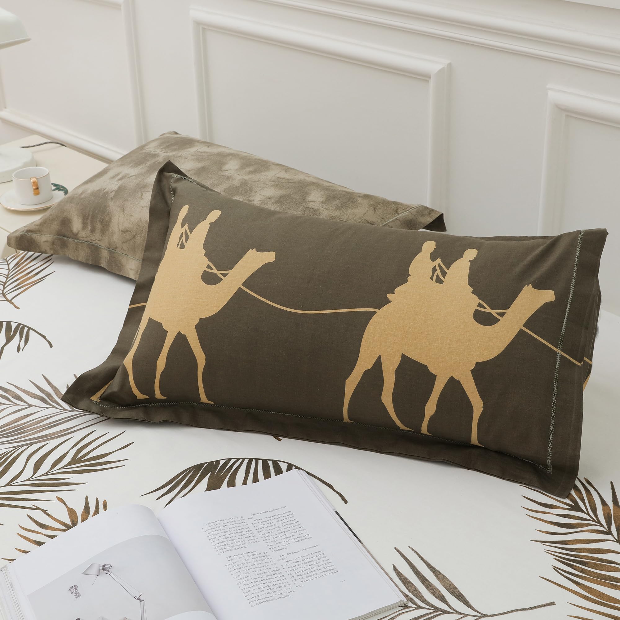 Story@Home Bedsheet for King Size Bed | Cotton Bedsheet | Leafs Bed Sheet Cotton with 2 Pillow Covers (270 x 270cm, White & Green) | Perfect for Home Decor | 260 TC