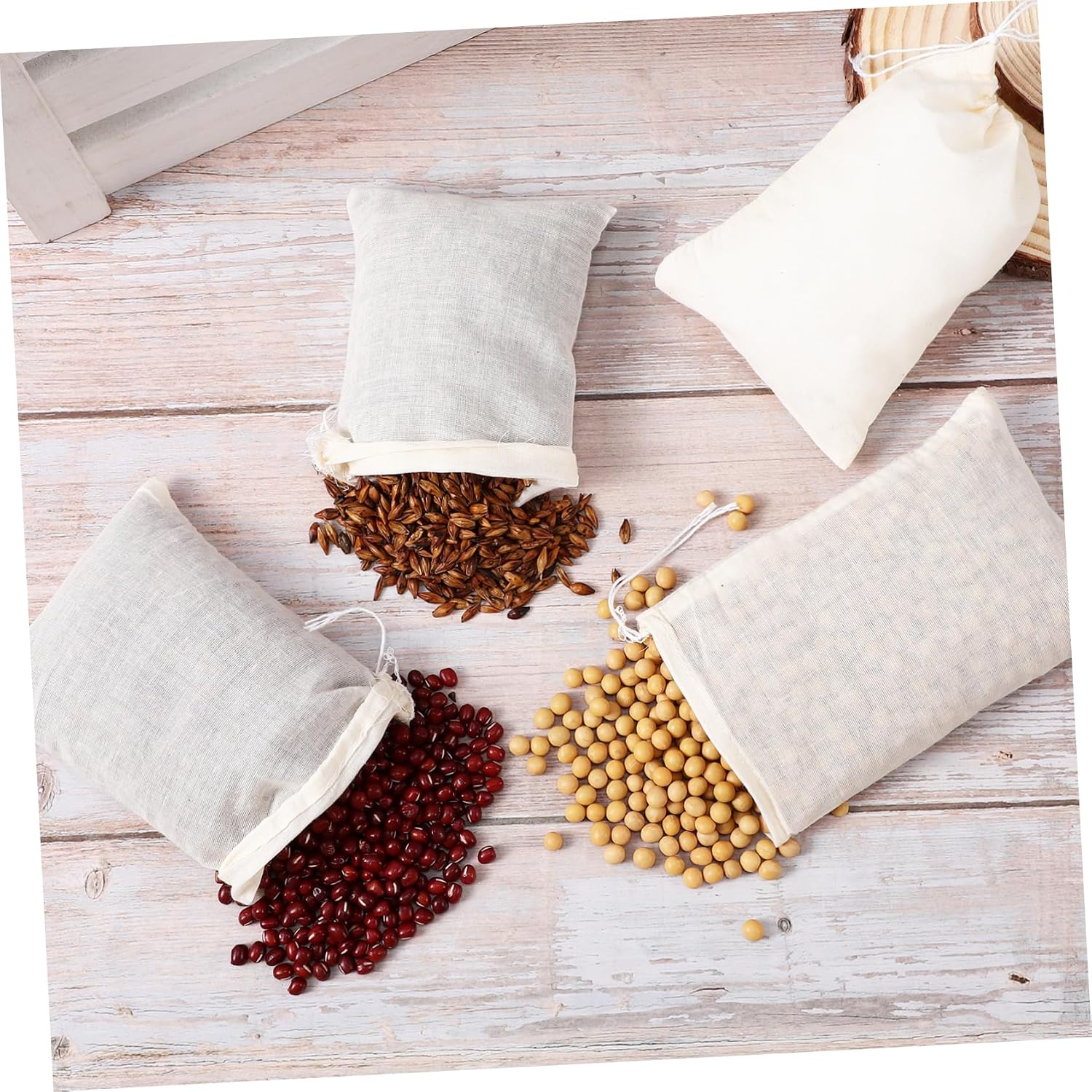 PRETYZOOM 50pcs Small Muslin Drawstring Bags Chinese Medicine Tea Bags Pouches for Jewelry Beads Home Storage