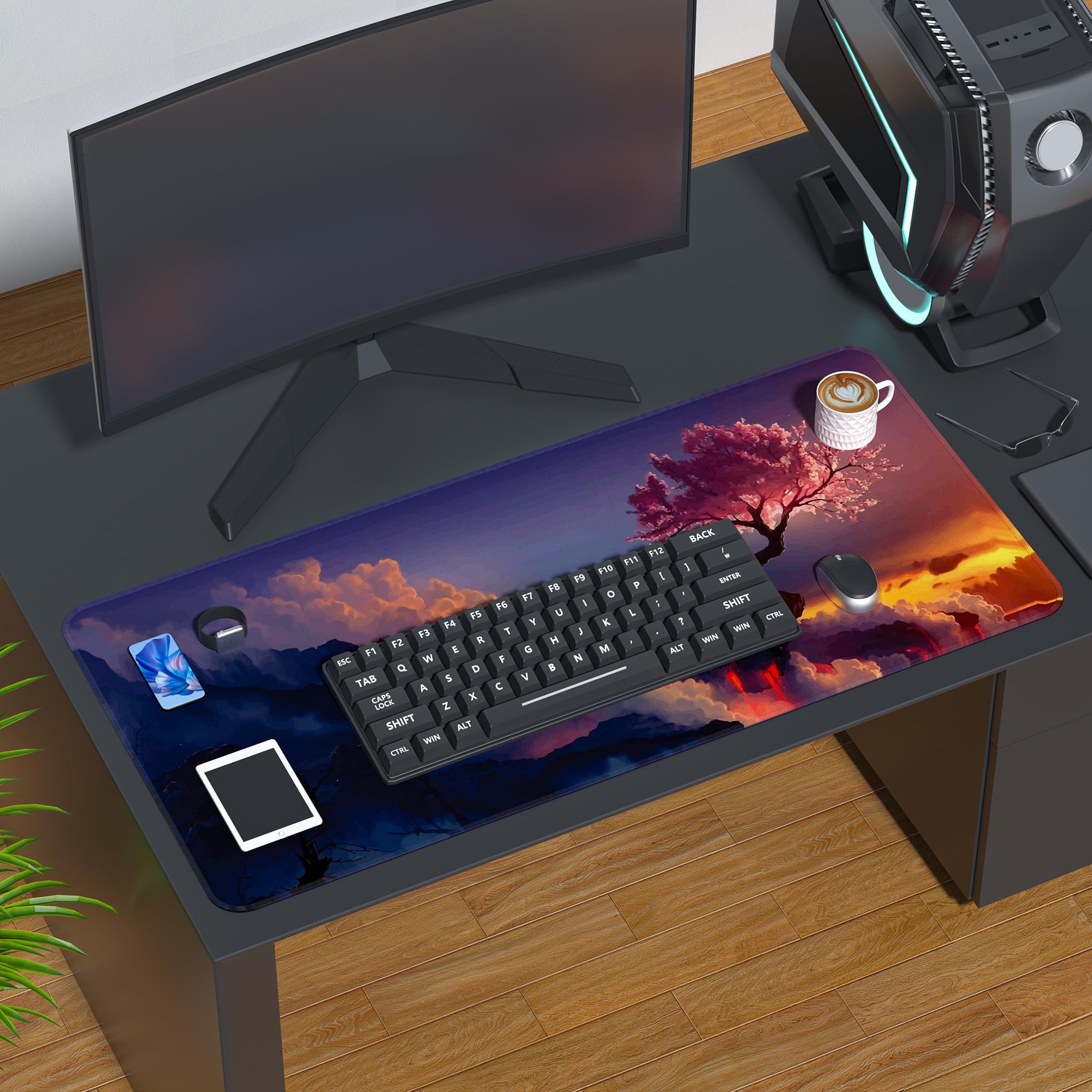 Tappetino Per Mouse Da Gioco Grande 80x30cm - Contorno Topografico, Base Antiscivolo In Gomma, Per Lavoro E Gaming