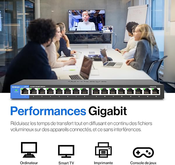 Linksys Switch Non Manageable Gigabit Avec 16 Ports Lgs116-Eu (ethernet Maison et Bureau Avec Boîtier Métallique, Séparateur ethernet au Mur Ou sur Un Bureau, Plug & Play) - 3