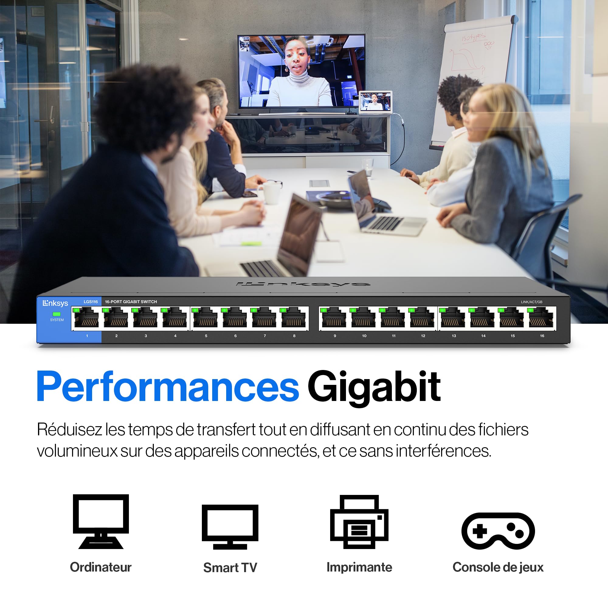 Linksys Switch Non Manageable Gigabit Avec 16 Ports Lgs116-Eu (ethernet Maison et Bureau Avec Boîtier Métallique, Séparateur ethernet au Mur Ou sur Un Bureau, Plug & Play) - 4