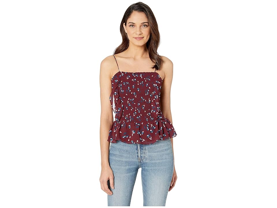 

WAYF Devon Smocked Cami Top (Wine Floral) Women's Blouse
