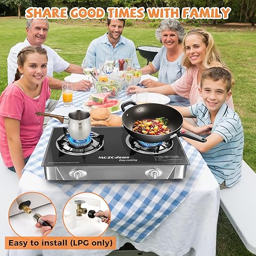 Miniatura 4 de Estufa de gas de propano de dos quemadores de 30000 BTU, estufa de gas de propano de 2 quemadores, estufa de campamento al aire libre con encendido