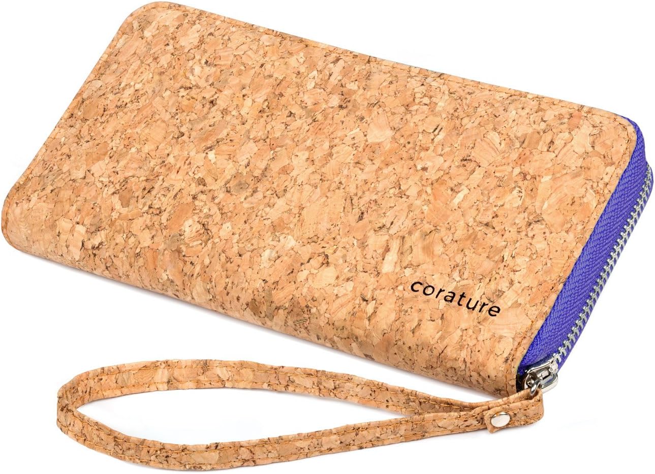 Womens Clutch Wallet Evening bag. Sustainable Cork Fabric Vegan Leather Handbag (Purple)