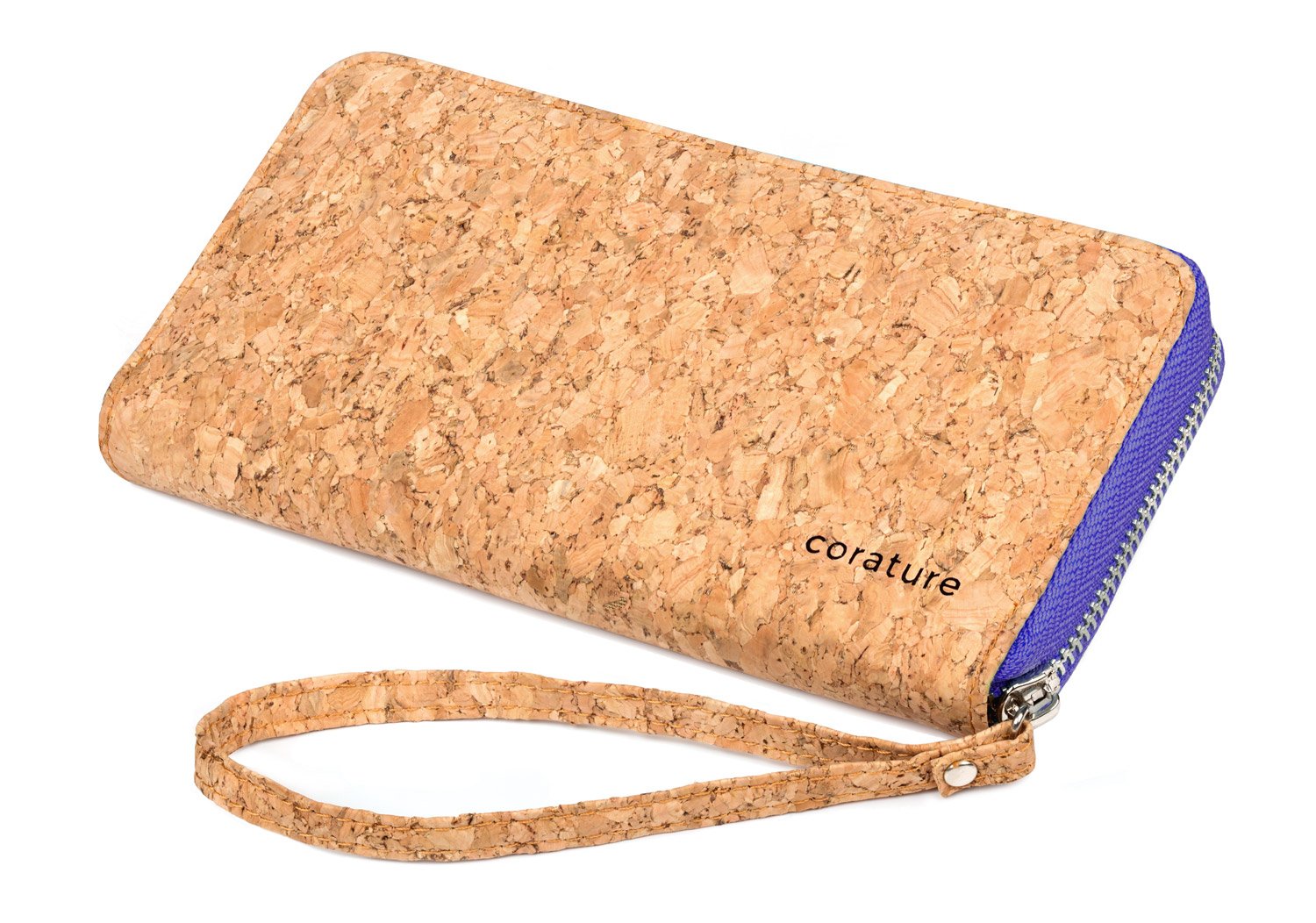 Womens Clutch Wallet Evening bag. Sustainable Cork Fabric Vegan Leather Handbag (Purple)