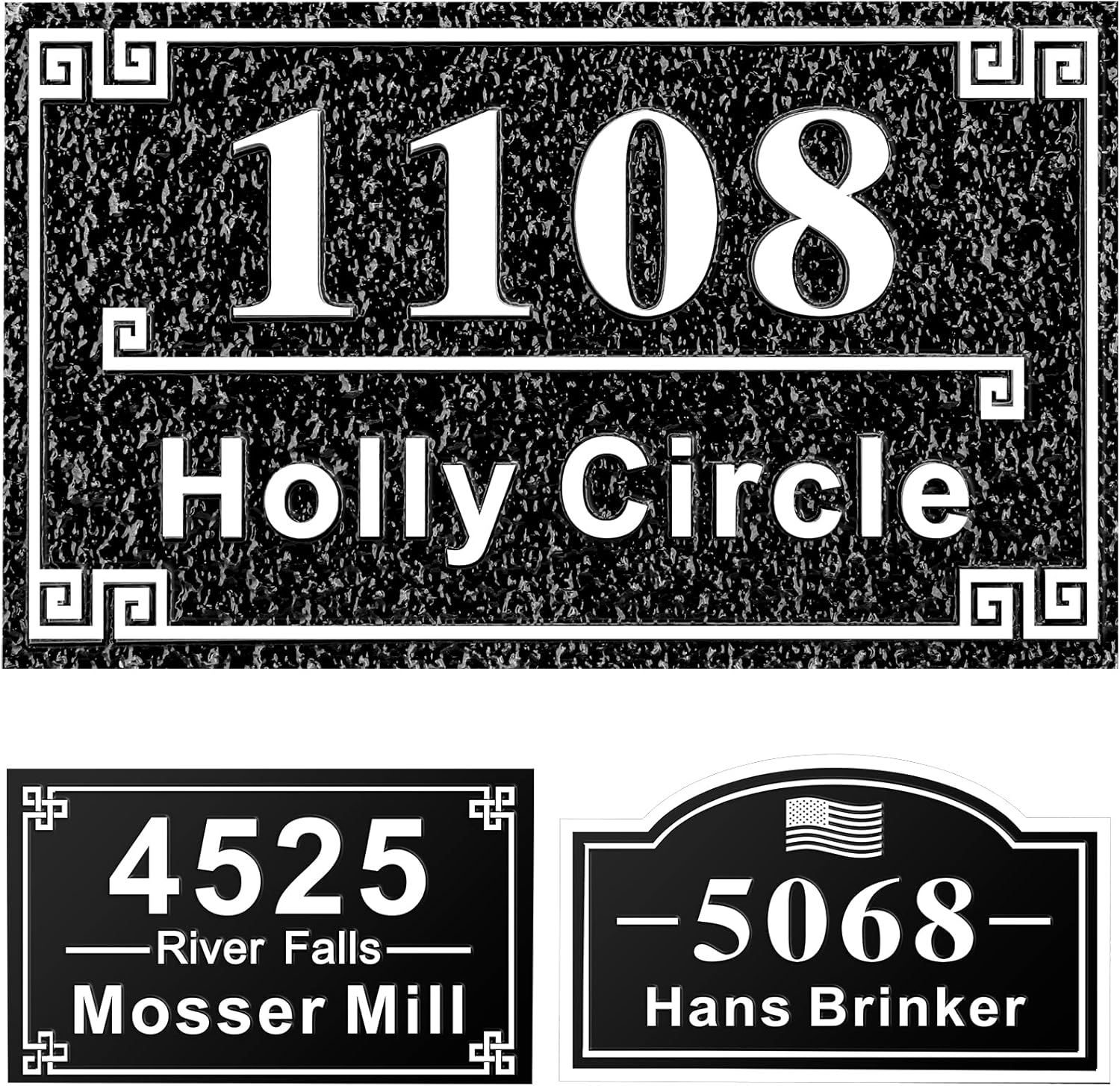 Personalized Cast Address Sign House Number Home Address Plaque 12 Inch, Custom Steet House Number Sign, Metal or Acrylic Antique Brass for Outside Vintage