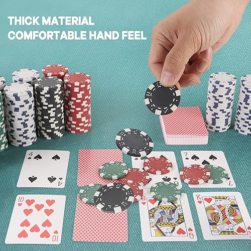 Miniatura 7 de LUOBAO Juego de fichas de póquer para Texas Holdem, Blackjack, con bolso de tela Oxford de alta resistencia, 0.41 oz (200 piezas rojas, 150 piezas