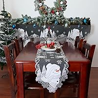 Vista 6 de Simhomsen Camino de mesa bordado de muñeco de nieve gris para decoraciones navideñas (13 x 69 pulgadas)