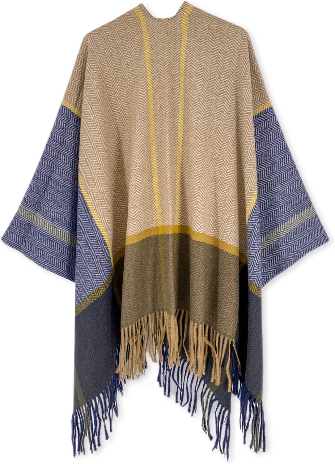 Moss Rose Women's Travel Plaid Shawl Wrap Open Front Poncho Cape for Fall Winter - Image 6