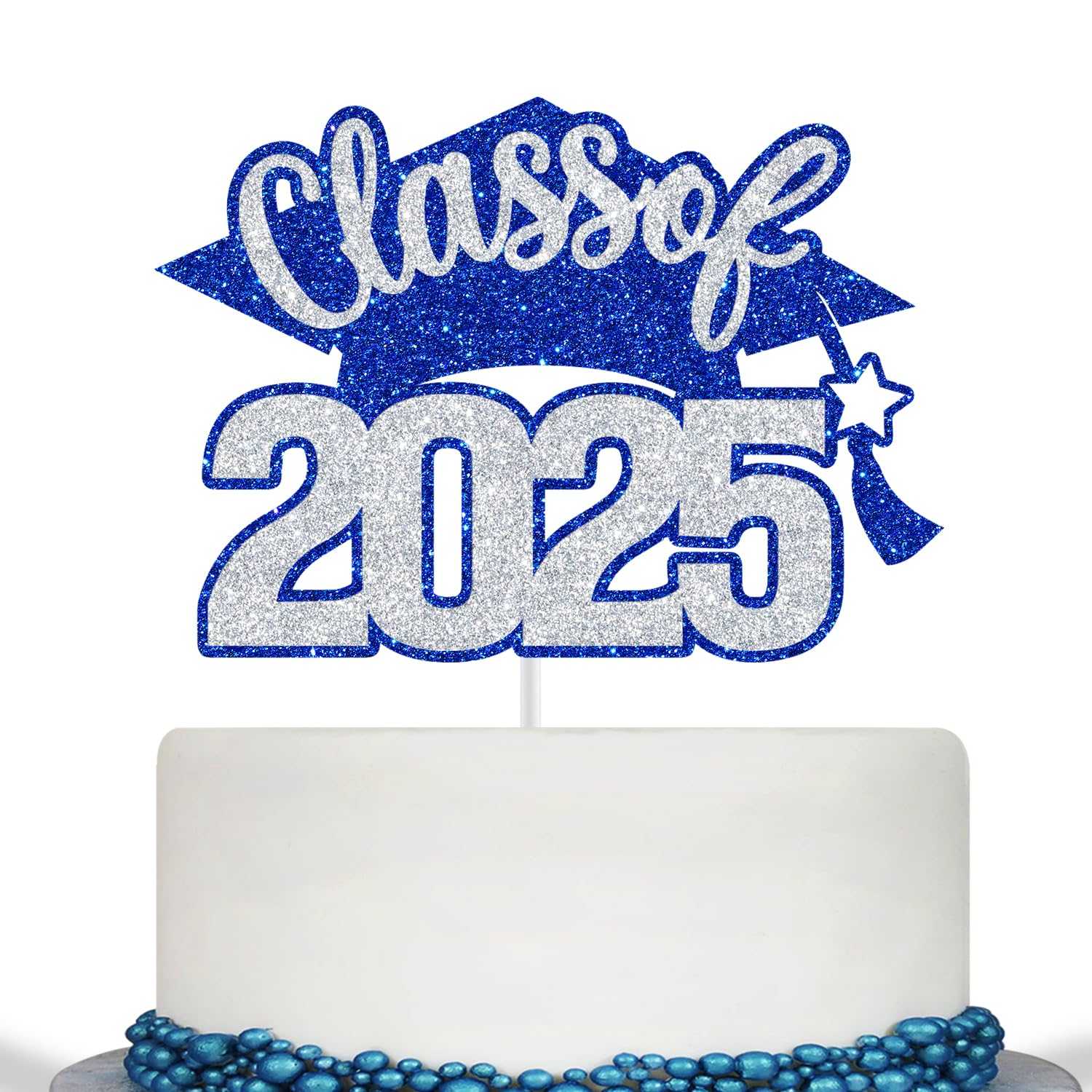 Class of 2025 Cake Topper, 2025 Graduation Cake Topper, Congrats Grad Party Decor, High School/College/University Graduation Party Decorations (Blue