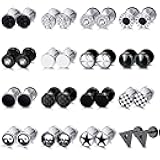 16 Pairs Fake Gauge Earrings for Men Women Stainless Steel Stud Earrings Cheater Fake Ear Plugs Faux Gauges Earrings Ear Tunnel