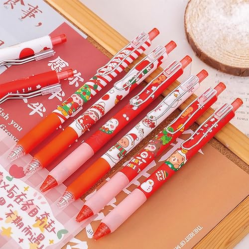 Miniatura 3 de MOZXIRZ 6 bolígrafos de tinta de gel, bonitos bolígrafos de Navidad de 0.020 in, bolígrafos retráctiles de tinta negra, bolígrafos de oficina y
