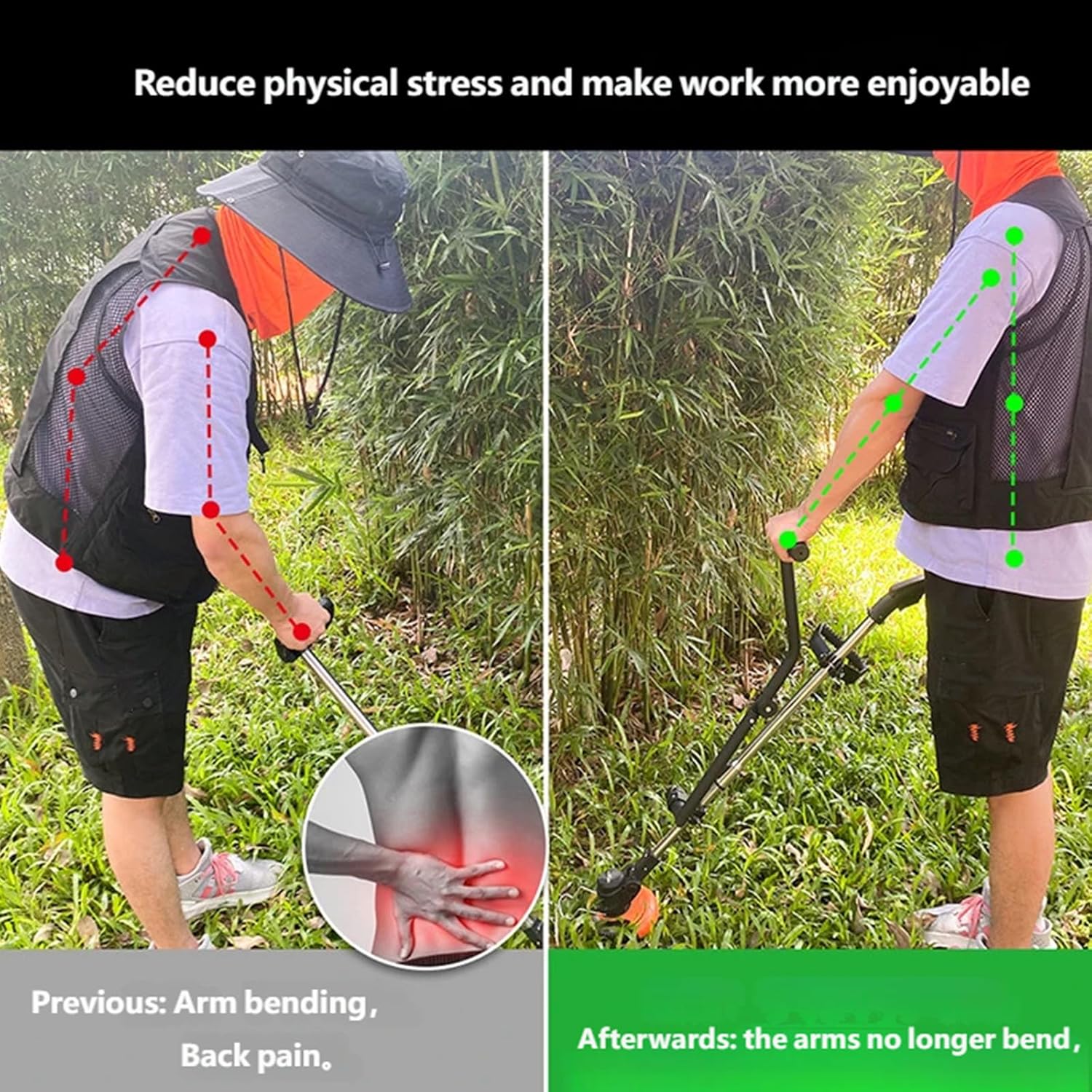 Versatile Adjustable Mower Handle with Ergonomic Grips Mower Handle Attachment for Precise and Fatigue Release Trimming Global Brush Cutter Adapter