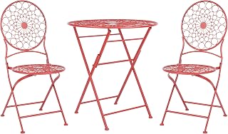 Beliani Conjunto de balcón 2 plazas de Metal Rojo Mesa sillas Retro francés Scario