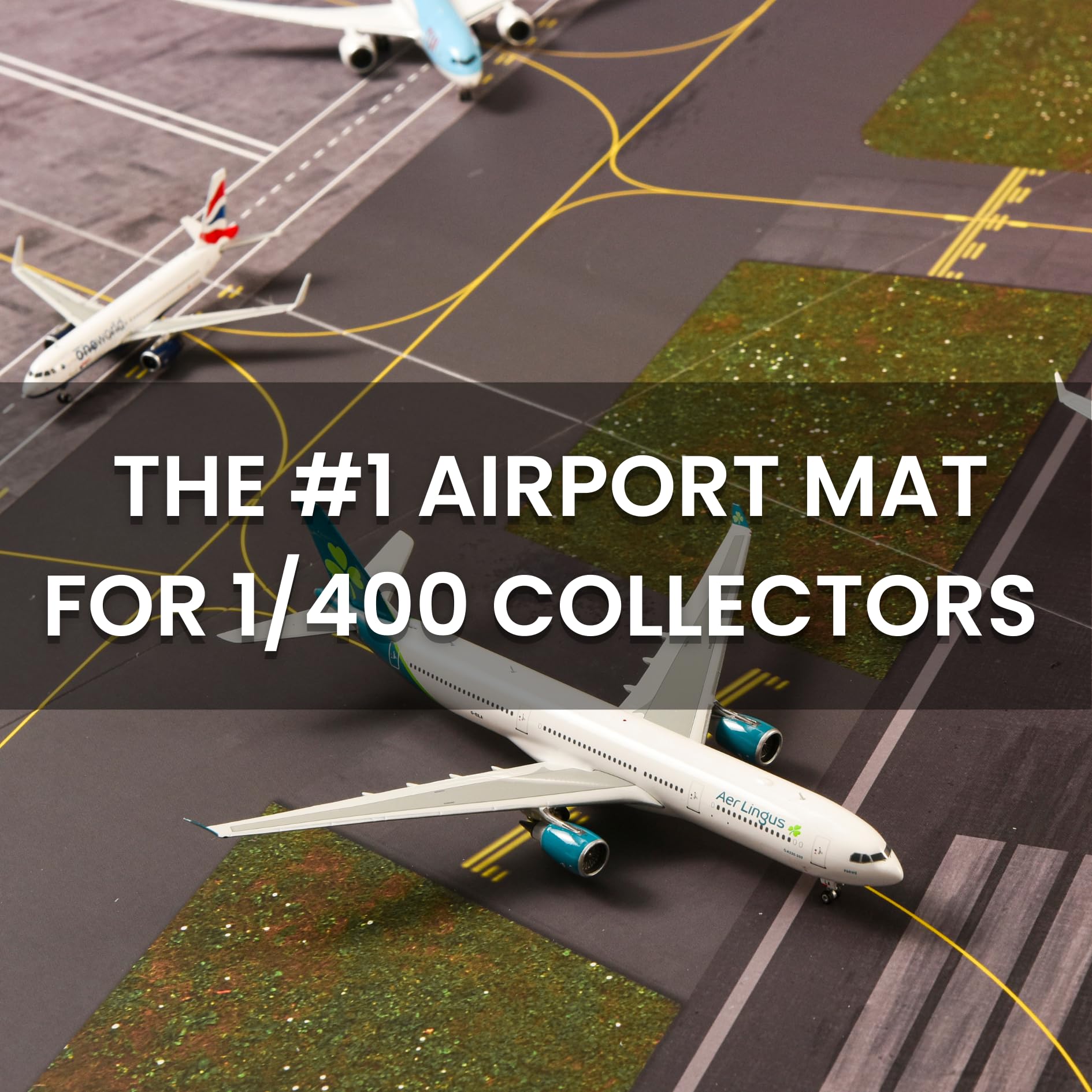 Airport Layout Matte mit Landebahn - für Modellflugzeuge im Maßstab 1/400 & 1/500, Faltbares Brett - Erstellen Sie einen Modellflughafen, parkt bis zu 12 Flugzeuge 33,11 x 46,8 Zoll Größe