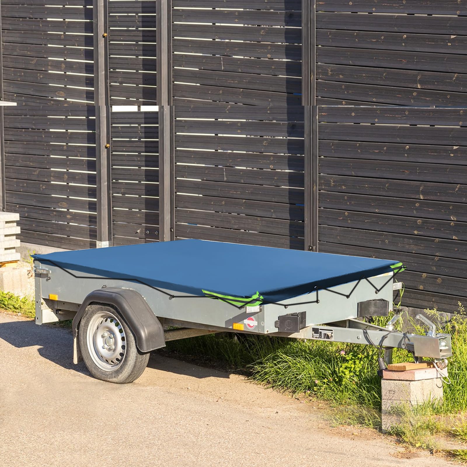 Płaska plandeka na przyczepę, 209 x 115 x 10 cm, plandeka na przyczepę z oczkami i 10 m liny, wodoszczelna i odporna na rozerwanie plandeka na przyczepę do samochodów osobowych o wadze 750 kg