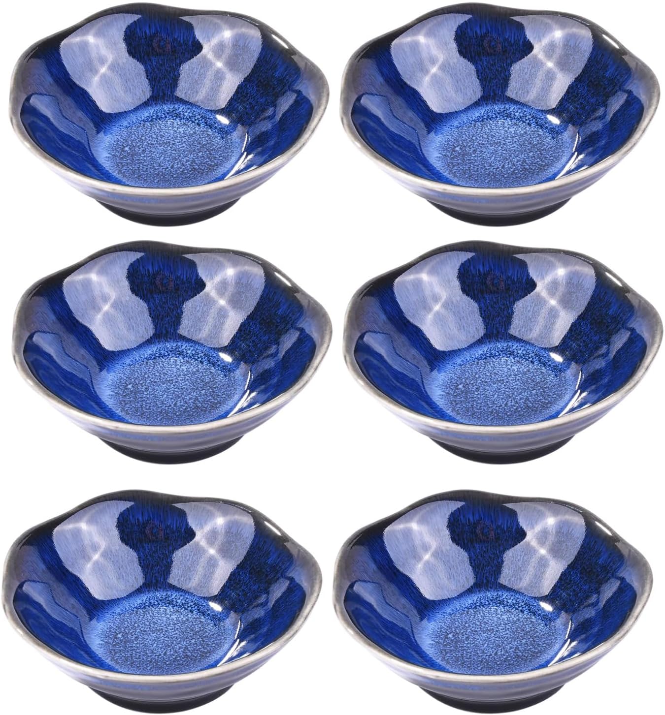 Ceramic Side Dishes Sauce Bowls Sushi Dish, 4 Inch Diameter, Turquoise Green Glaze, Set of 6