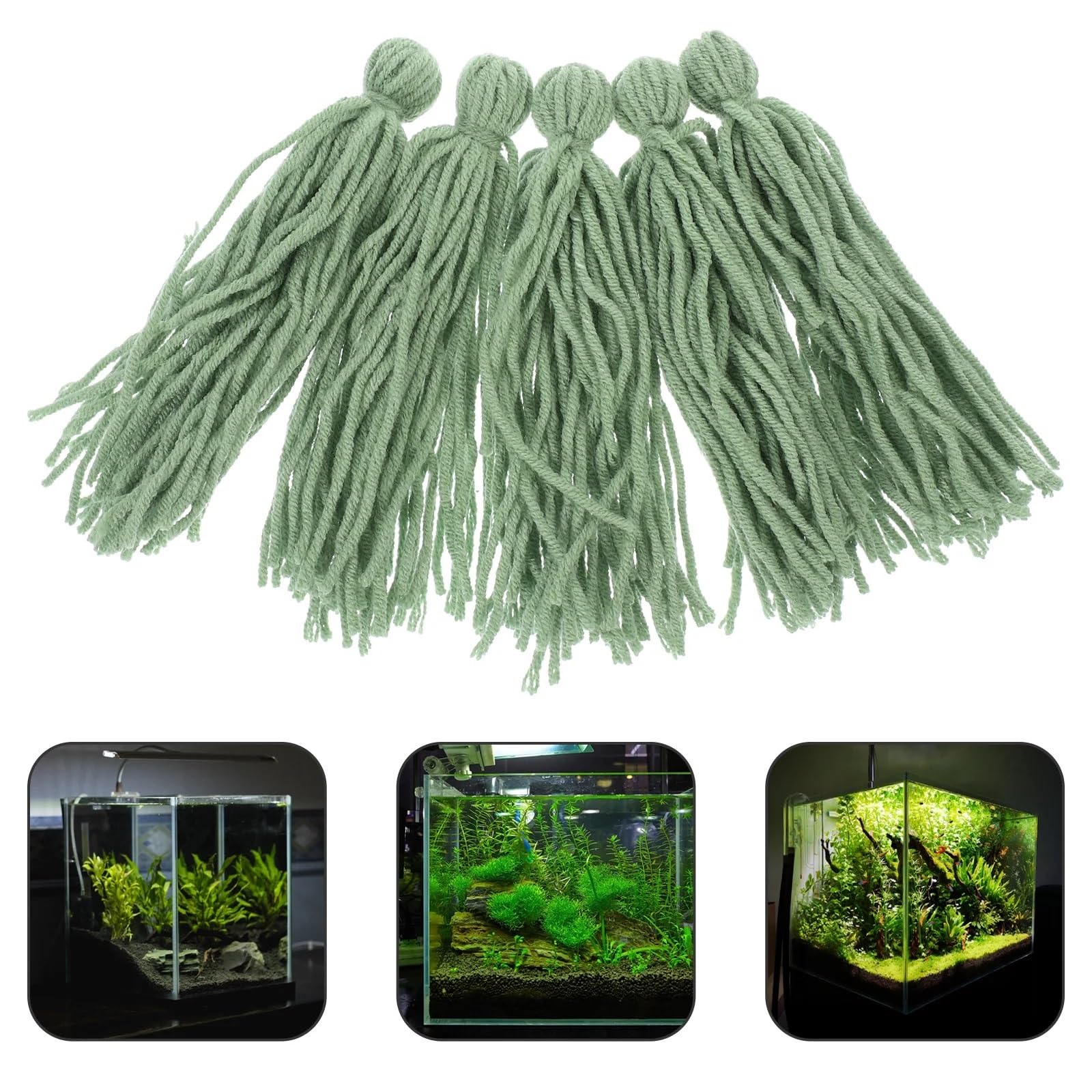 Lot de 40 serpillères pour ponte de poissons – Outil en fil d'écloserie d'aquarium, seau décoratif et cachette de race