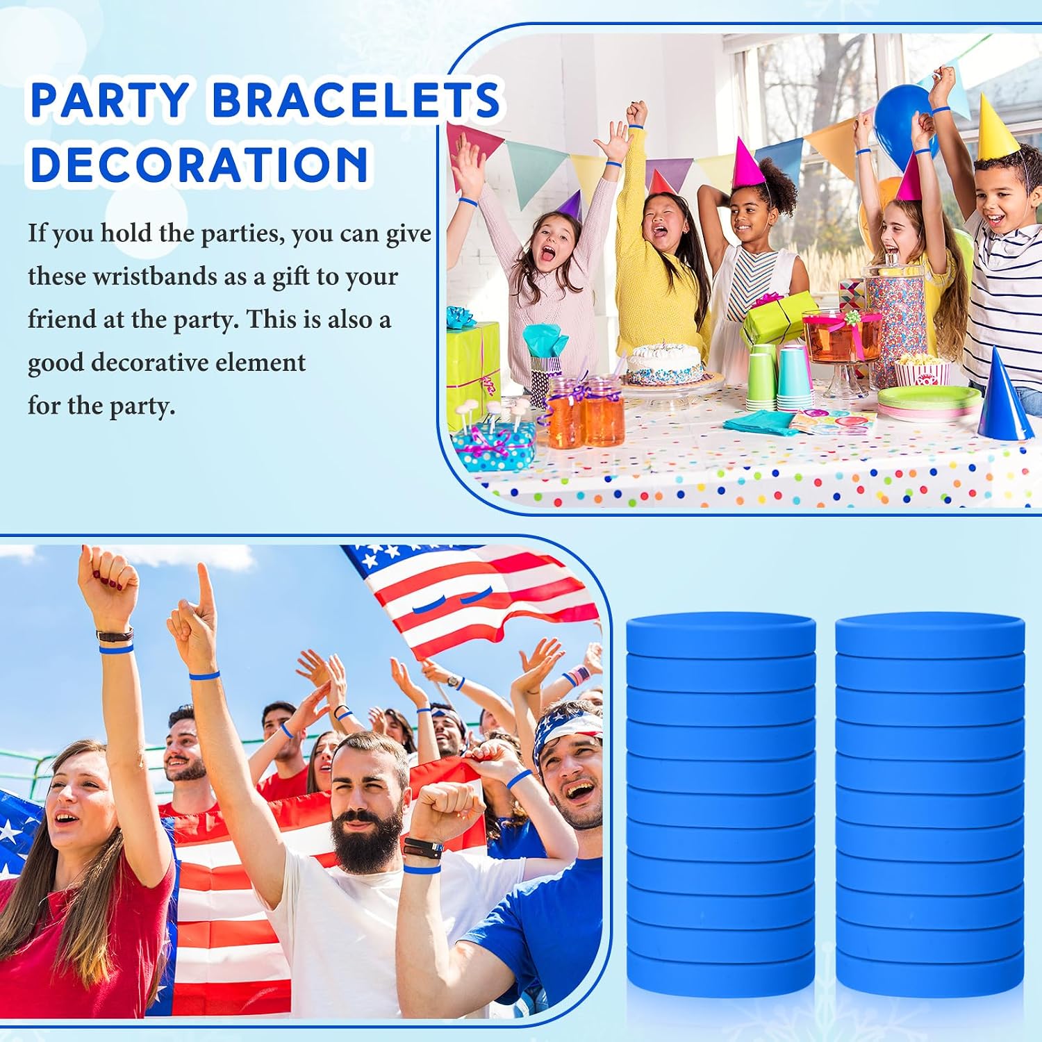 Liliful 50 Pcs Silicone Wristbands Plain Rubber Bracelets