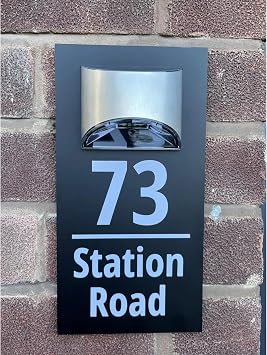 ZXH Personalized Solar House Number Sign,Custom Address Plaque Numbers Street Name LED Lighted House Numbers for Outside Modern Door Plaque Signs for Houses Home Street Garden Yard Black White