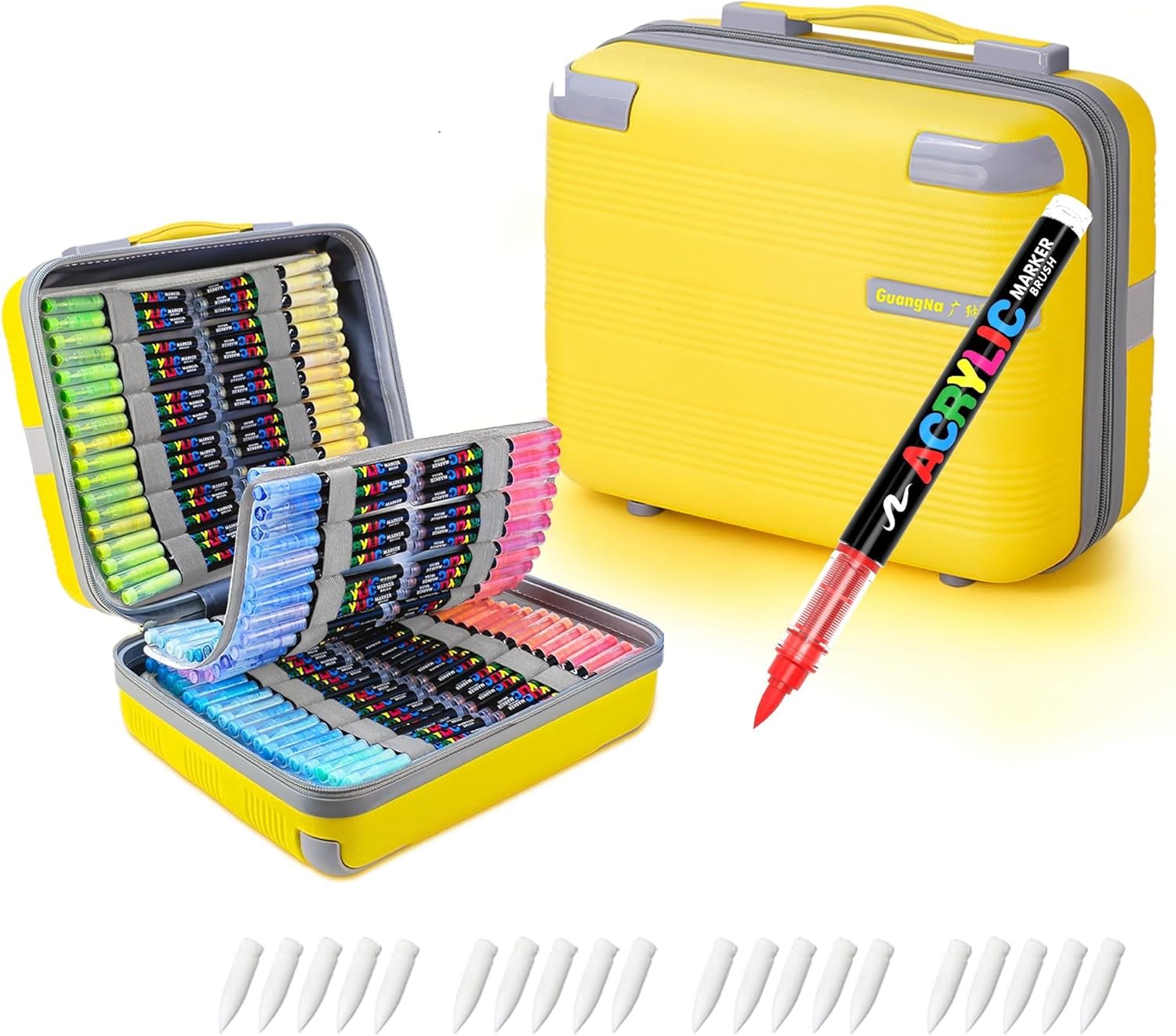 Guangna Acrylic Paint Markers,360 Colors with Direct-Liquid Ink Control System, Professional-Grade Paint Pen for Rock Painting, Canvas, Glass, Plastic, Fabric & Creative Crafts