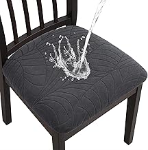 Fuloon Housse de Chaise Impermeable Extensible Jacquard Amovibles Lavables pour Salle à Manger Hôtel Bureau Cuisine (4, Cendre)