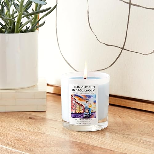 Miniatura 7 de Vela de soja de lujo perfumada Open Caravan Collection  Midnight Sun en Estocolmo  Mezcla de jazmín y almizcle  Mecha única de 11 onzas  Largo