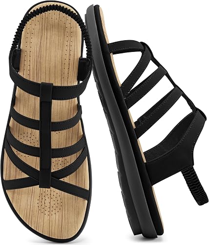 Alicegana Womens Sandals Dressy Summer: Comfortable Gladiator Flat Sandals for W