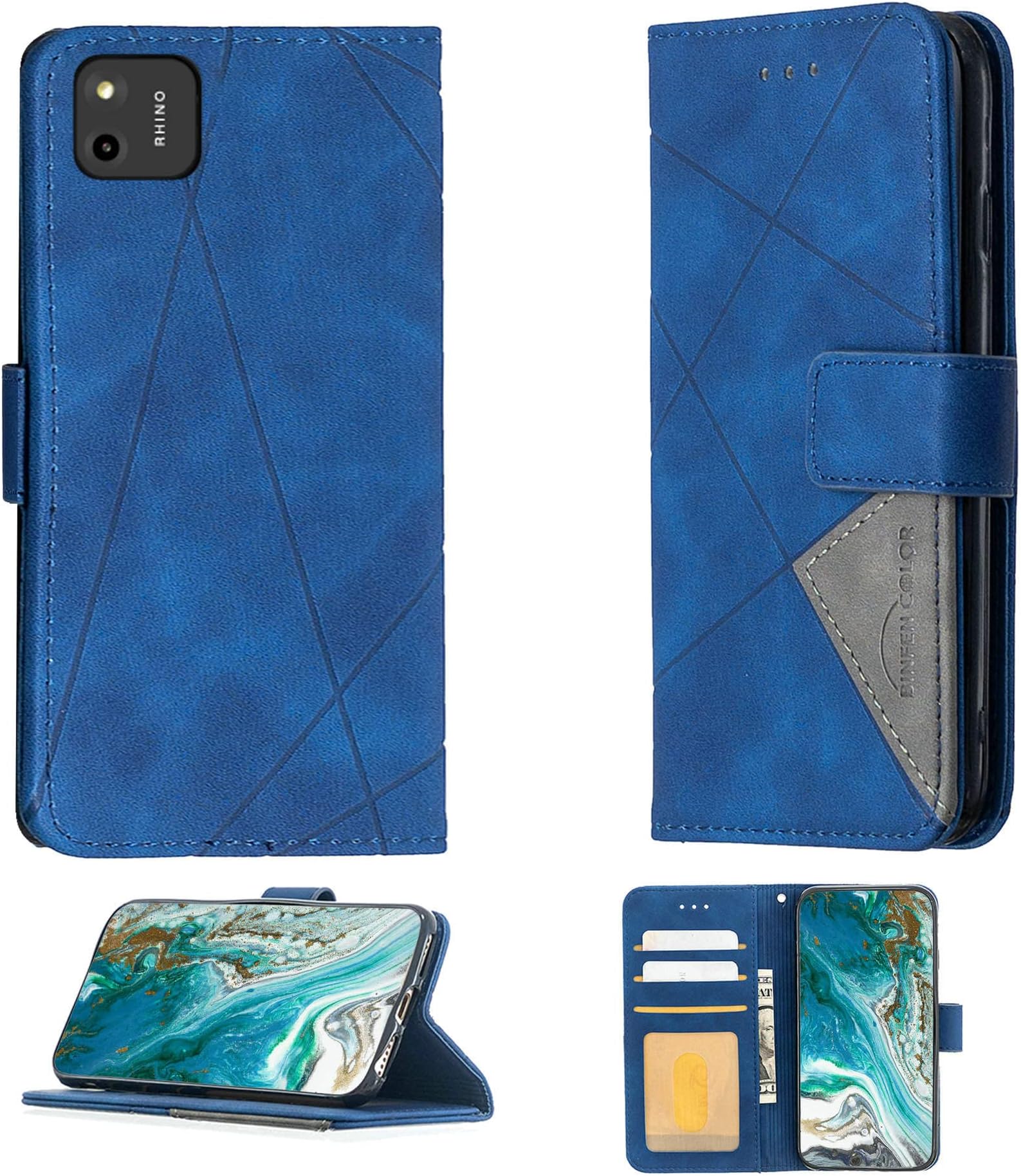 Flip Stand Case for Rhino PACE A1 Case Compatible with Rhino PACE A1 Phone Case Cover PU Leather Kickstand Magnetic Wallet Case BF05-LAN