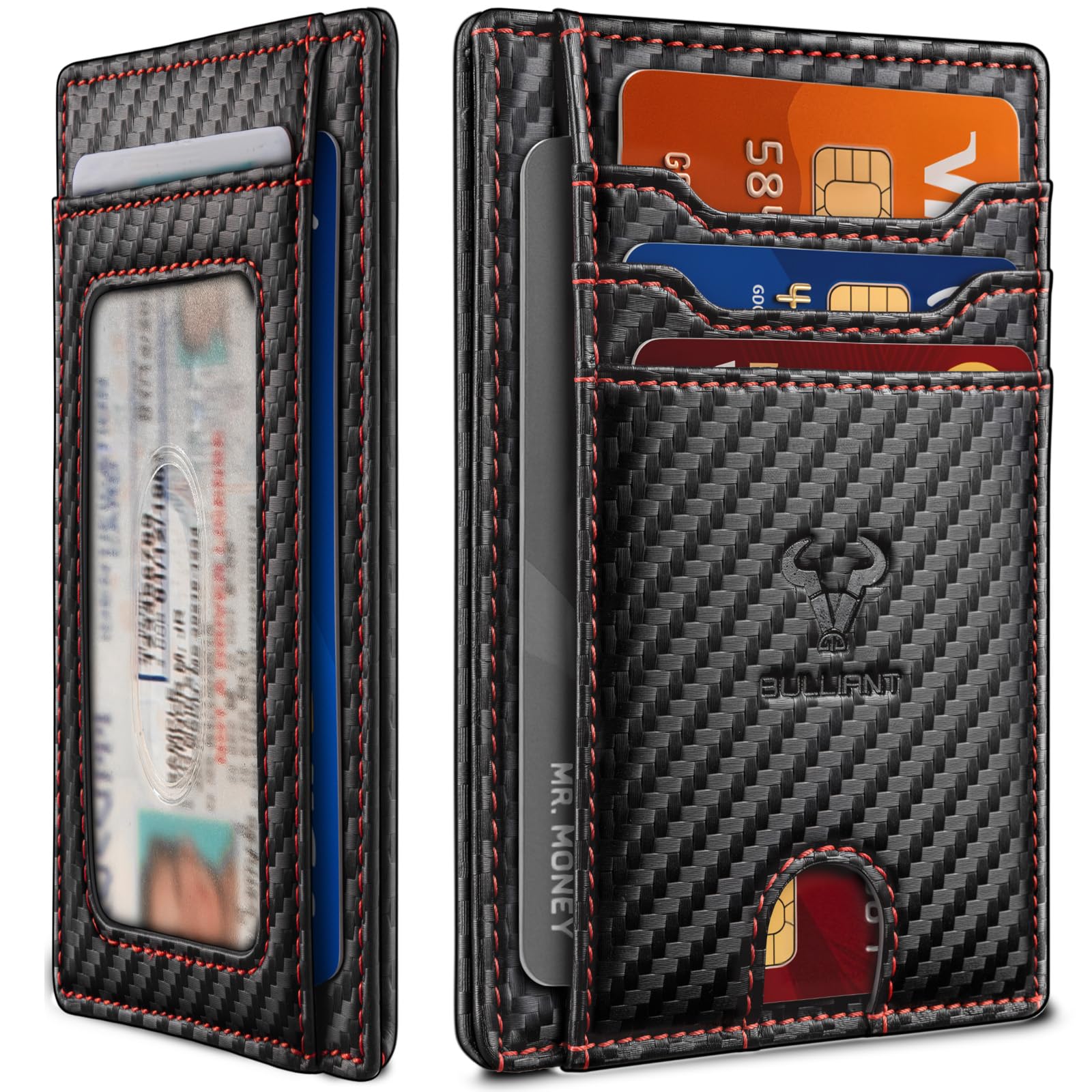 BULLIANT Slim Wallet, Skinny Minimal Thin Front Pocket Wallet Card Holder For Men 7Cards 3.15"x4.5",Gift-Boxed