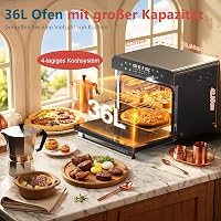 Karienvir 36L Digitális Mini Sütő 1800W - Légkeveréses Hőlégkeverős Sütő Időzítővel, 100-230°C, Olajmentes Sütés, 7 Kiegészítővel 6