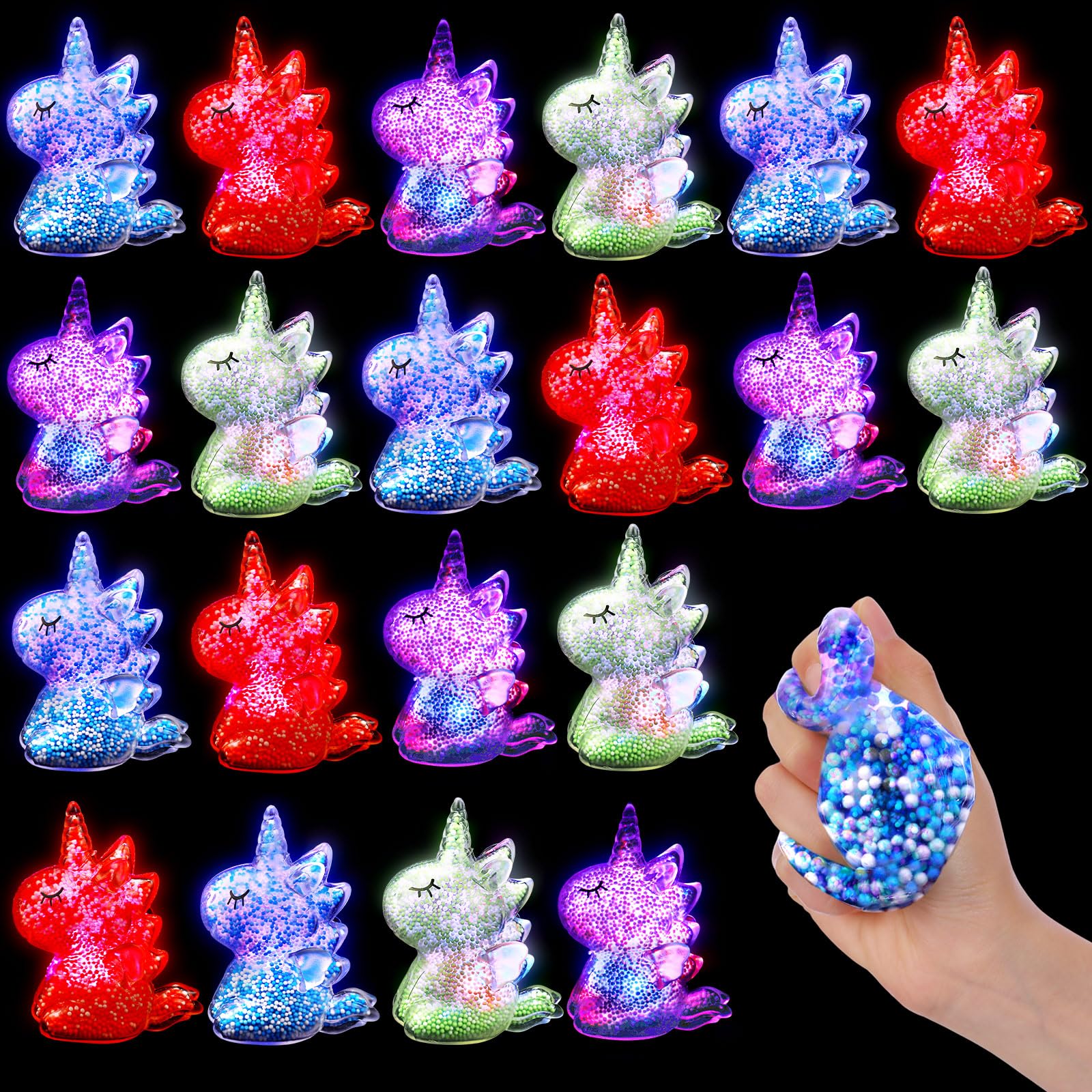 Foilswirl 20 Pcs Unicorn Stress Balls Squeeze Balls Fidget Toys Stretch Animals Stress for Party Favors Anxiety Relief Autism Adults Summer Birthday