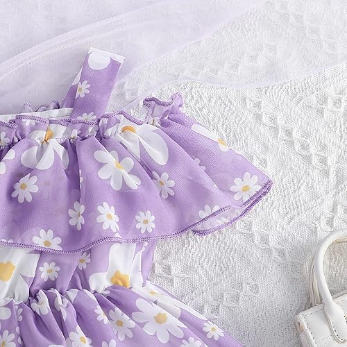 Miniatura 5 de Vestido de verano para niñas pequeñas, vestido de princesa de gasa, vestido de tutú floral, ropa de playa con tirantes, falda de verano para niña