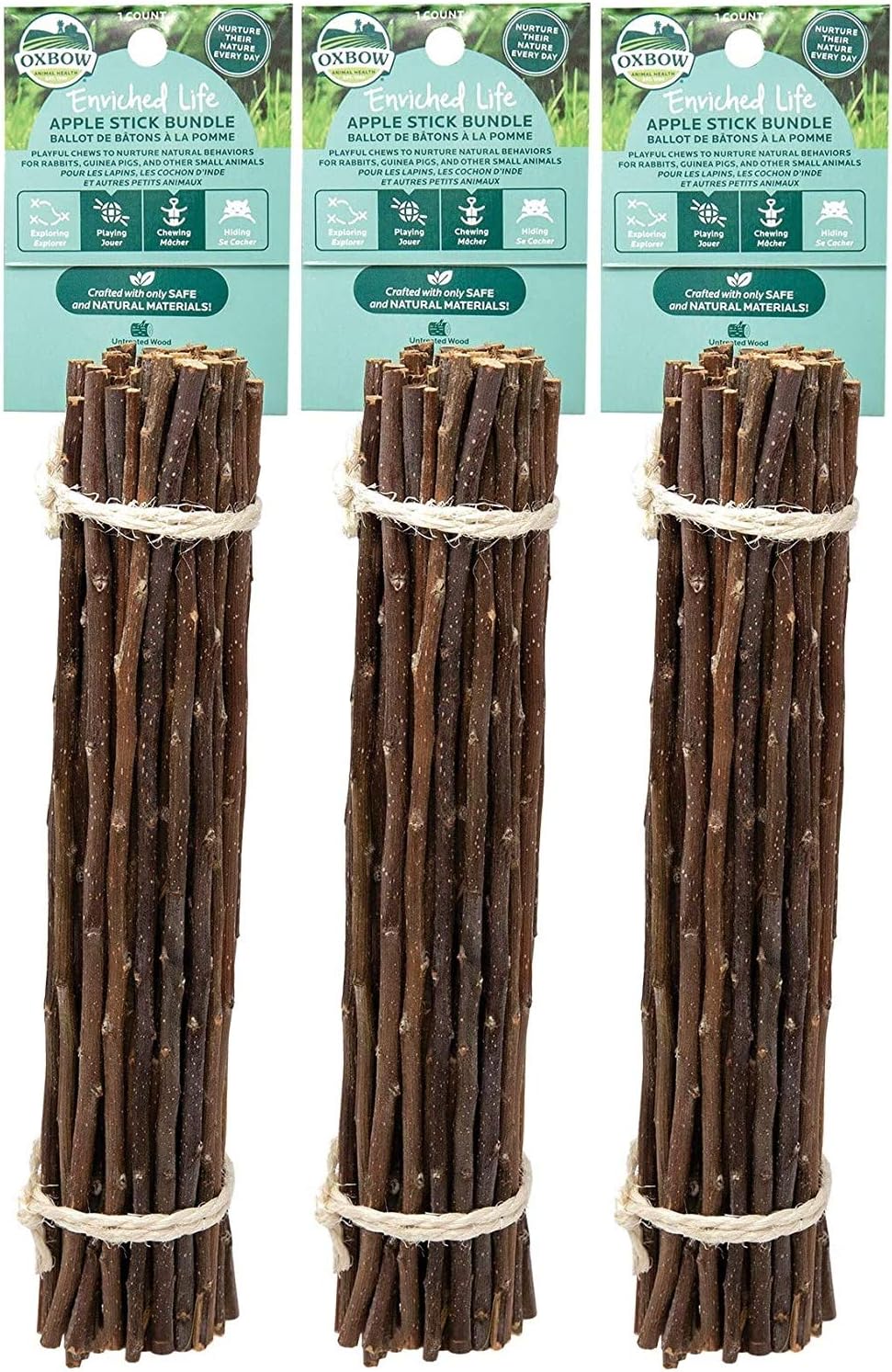 Oxbow 3 Pack of Apple Stick Bundle Small Animal Chew Toys