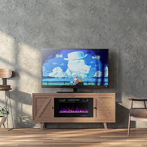 Topment Recessed and Wall Mounted Electric Fireplace with Adjustable Flame Color & Speed, Remote & Touch Control with Timer, Low Noise, 750W/1500W,