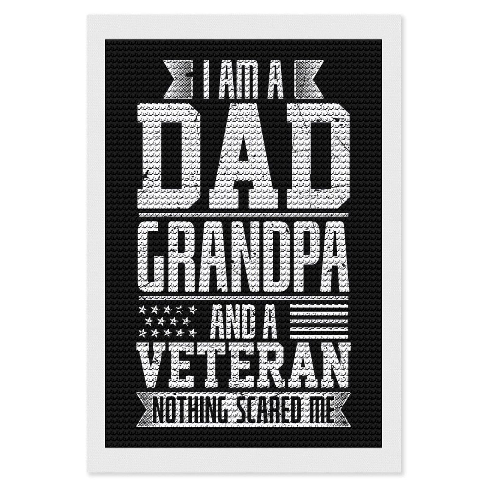 Junmoney Dad Grandpa and Veteran Full Drill Diamond Painting Kit 8"x12", Mindful Craft Activity, Bedroom Decor, for Adults, Gift Idea