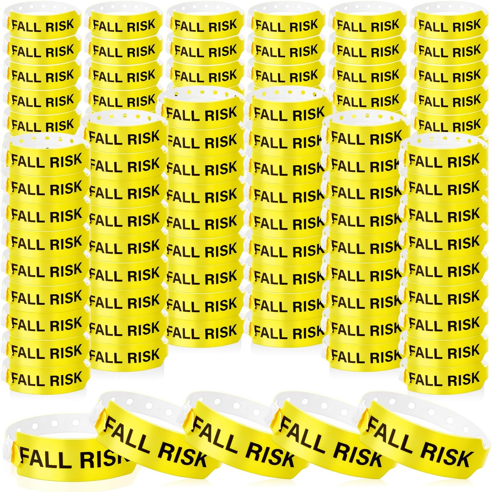 500 Pcs Fall Risk Bracelet Bulk Emergency Alert Wristband with Permanent Snap Closure PVC Medical Bracelets for Men Women Elderly Hospital Patient, Yellow