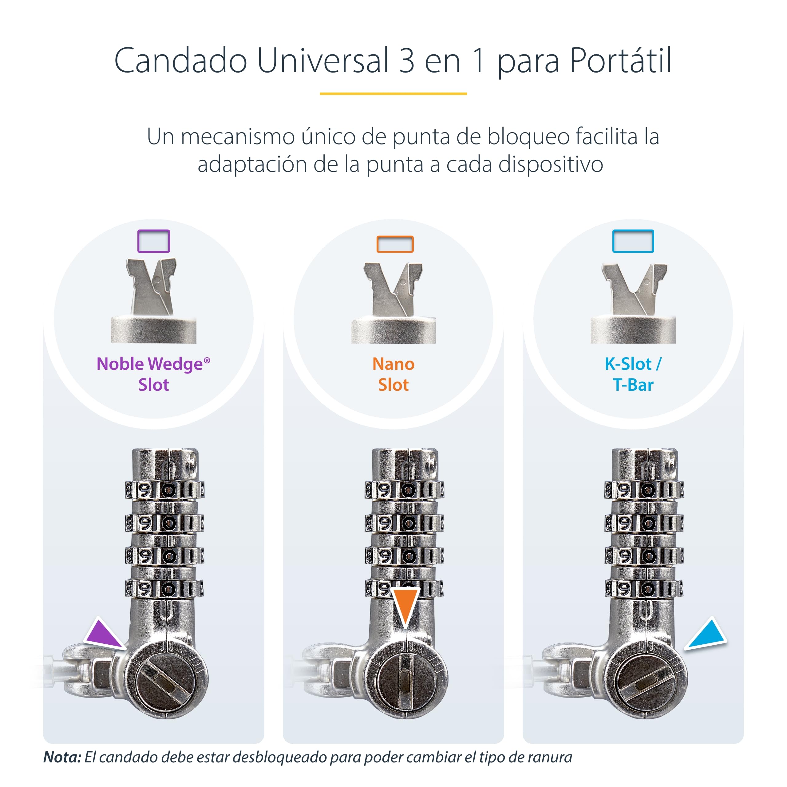 StarTech Pack 25 Candados Universales para Portátil, 2m, Llave Maestra | Llave maestra bajo pedido, Resiste 61, 2kg, Ideal para Responsables de TI