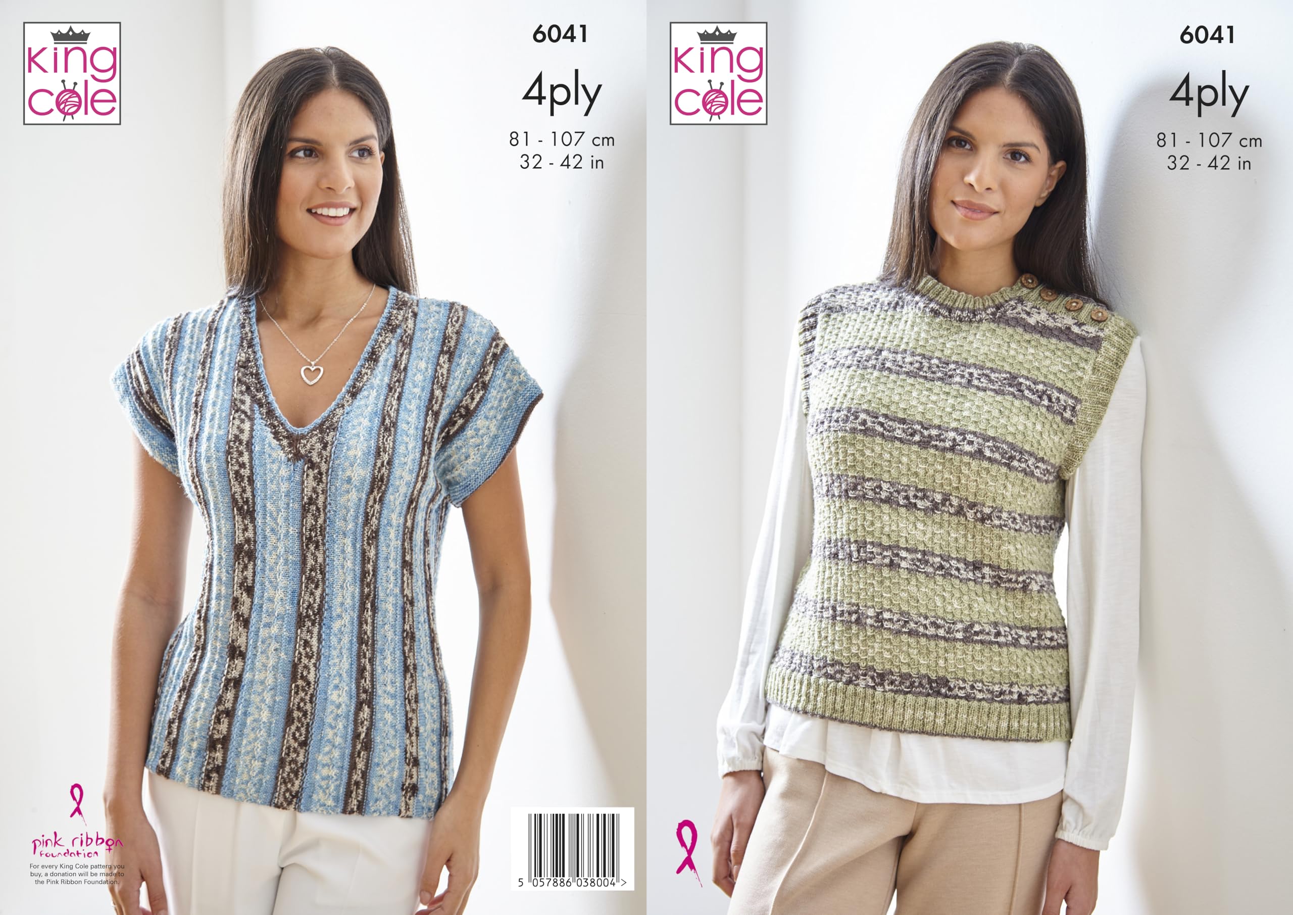 King Cole 4 Ply Knitting Pattern - 6041 Pullover & Top
