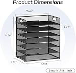 7-Tier Organisateur de fichiers papier pour bureau, organisateur de fichiers Mesh Desk avec poignée, classeur de fichiers papiers pour bureau Home School (Noir)