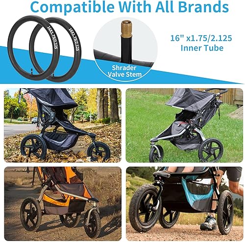 Miniatura 5 de RUTU Paquete de 2 tubos interiores de 16 x 1.752.125 compatibles con válvula AV para BoB Stroller Tire Tube Revolution SEProFlexSUIronman  Hecho de