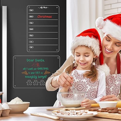 Miniatura 7 de Calendario acrílico transparente para nevera, planificador semanal de comidas, magnético de 9 x 13 pulgadas, pizarra de borrado en seco, calendario